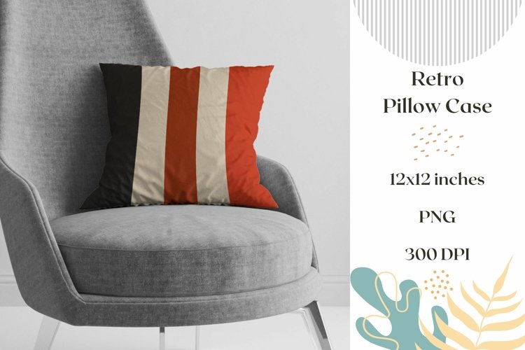 Retro Pillow Case Design, Red Stripes Pillow Sublimation example image 1