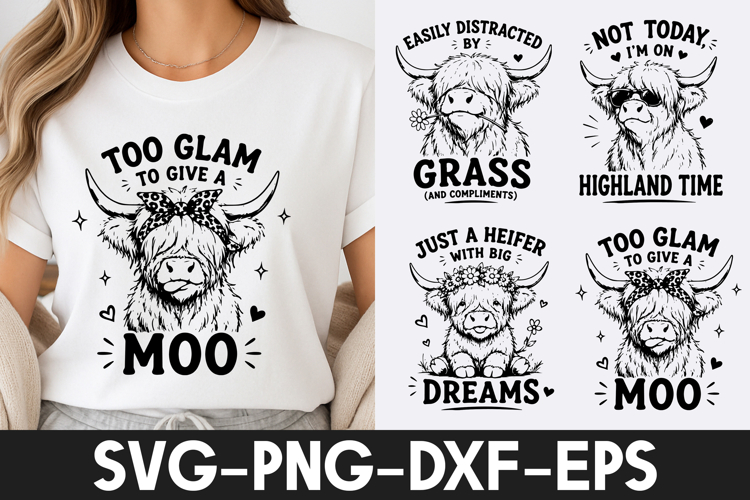 Funny Highland Cow SVG | Cute Highland Cow T-Shirt Design