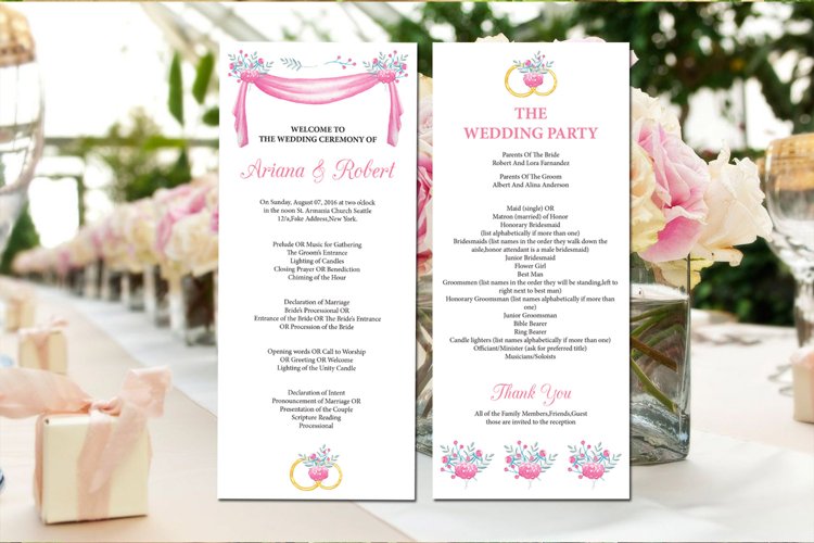 Wedding Program Template, Ceremony Program