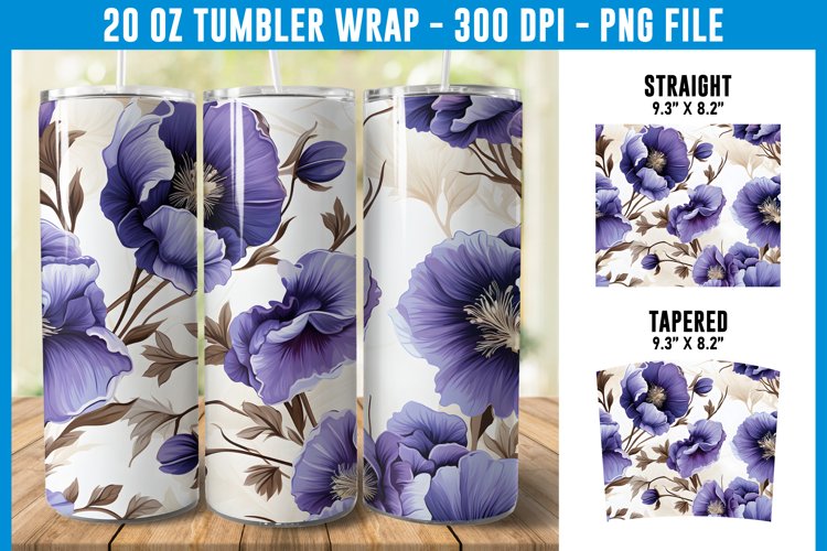 Pansy Flowers Tumbler Wrap | Flower Tumbler Sublimation