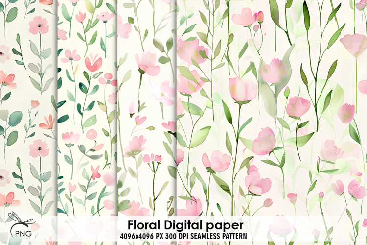 Floral digital paper, background clipart