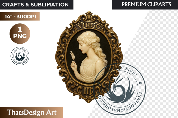 Vintage Zodiac Cameo Clipart Antique Horoscope Graphics PNG