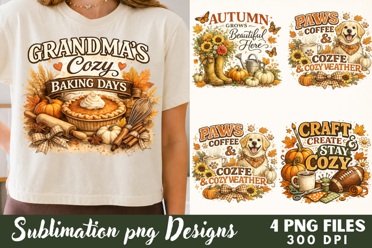 Grandmas Cozy Baking Days Autumn Sublimation File