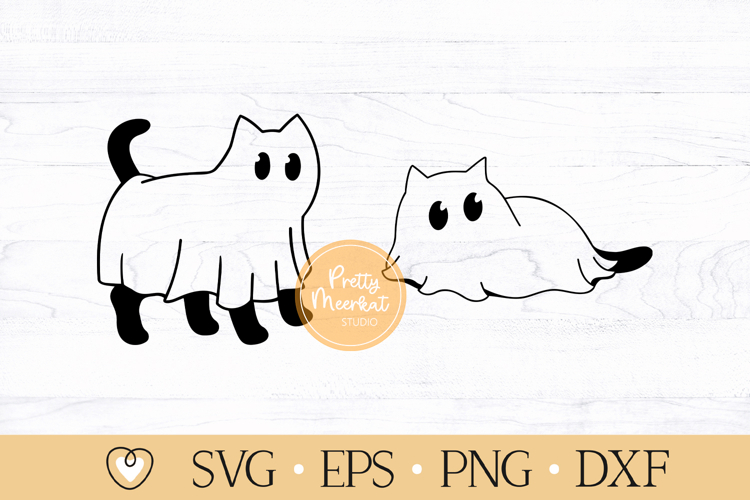 Cute Ghost Cat svg, Halloween svg, Boo svg, Ghost Cats svg