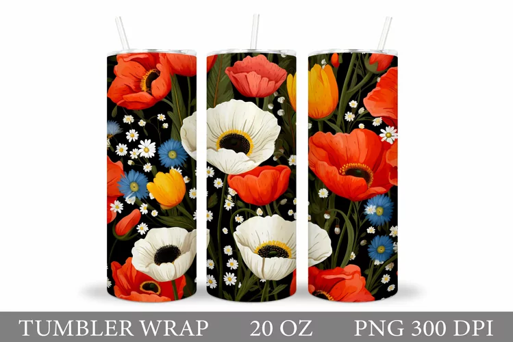 Flowers Tumbler Design. Wildflowers Tumbler Sublimation