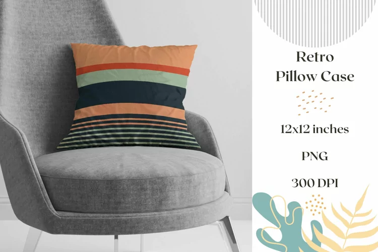 Abstract Pillow Case Design, Retro Stripes Pillow Template