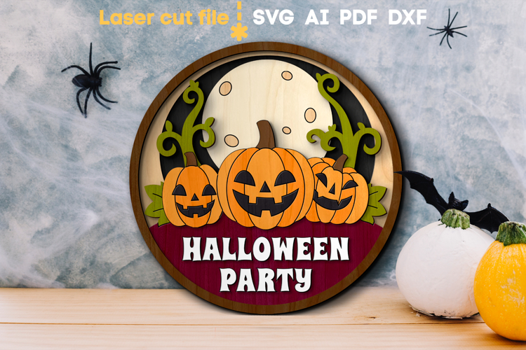 Halloween Party Sign SVG laser cut file for Glowforge