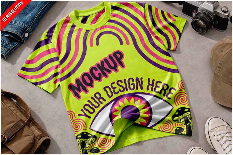 T Shirt Concrete Surface Mockup