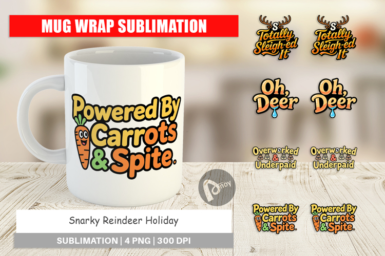Snarky Reindeer Holiday Mug Wrap