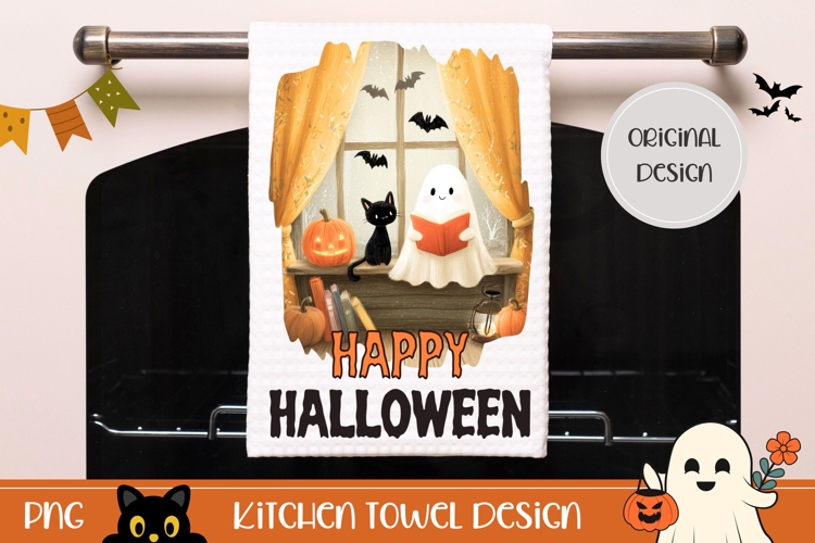 Cartoon Halloween Ghost Towel, Kids Halloween Towel Design