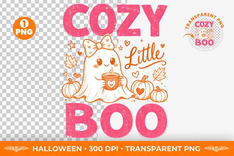 Cozy Little Boo Halloween Sublimation T-Shirt Design PNG