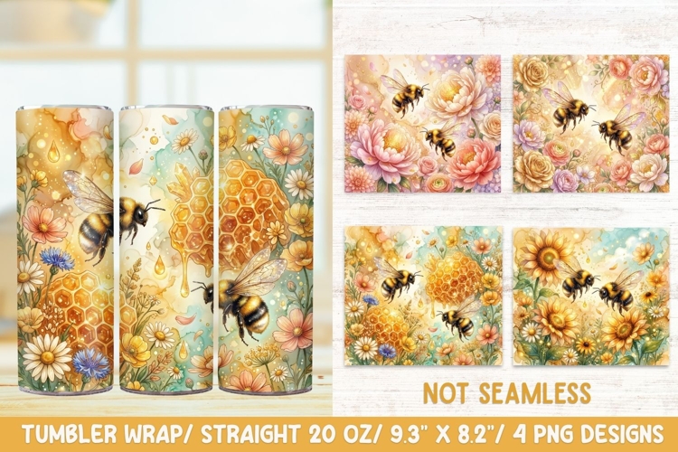 Bumble Bee 20 OZ Skinny Tumbler Wrap Sublimation Png.