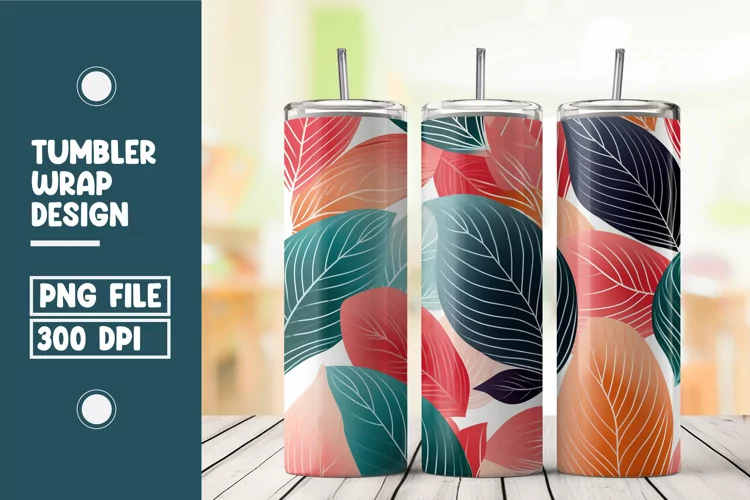 Colorful Abstract Leaves Tumbler Wrap Sublimation