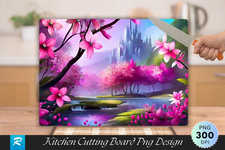 Pink Floral Cutting Board Sublimation Design