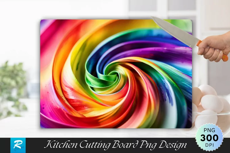 Rainbow Colored Twist Cutting Board Sublimation Design