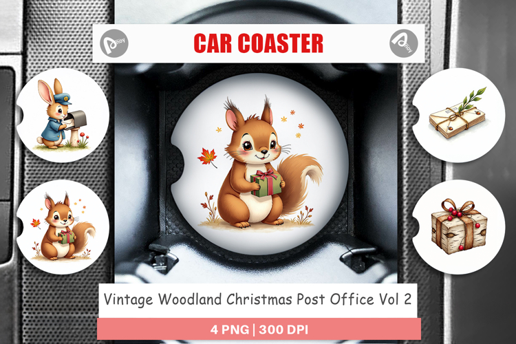 Vintage Woodland Post Office Car Coaster