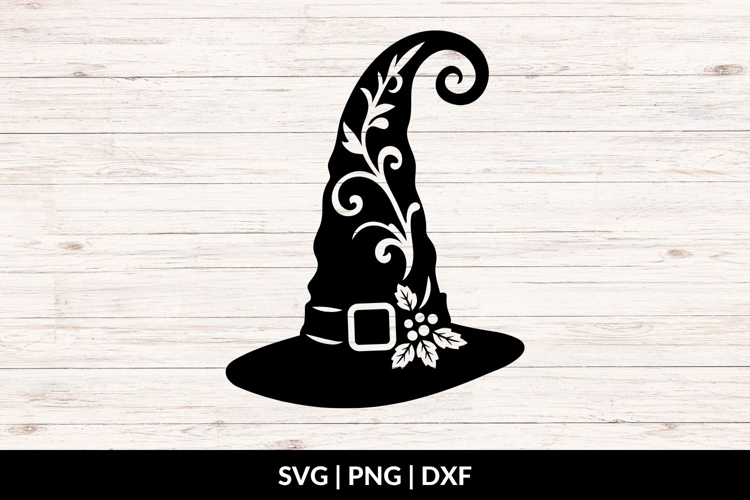 Witch Hat with Flowers SVG, PNG, DXF