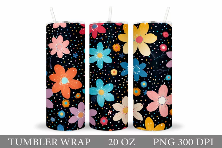 Flowers Tumbler Design. Sublimation Tumbler Flowers