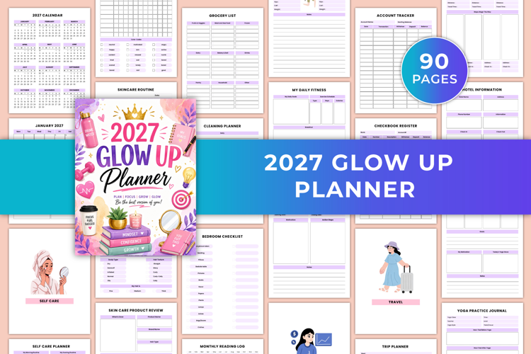 2027 Glow Up Planner | Self-Care, Beauty, Fitness, Health