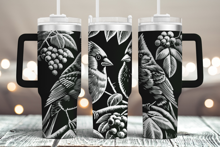 Tumbler laser svg| 40oz Tumbler Christmas Cardinal bird wrap