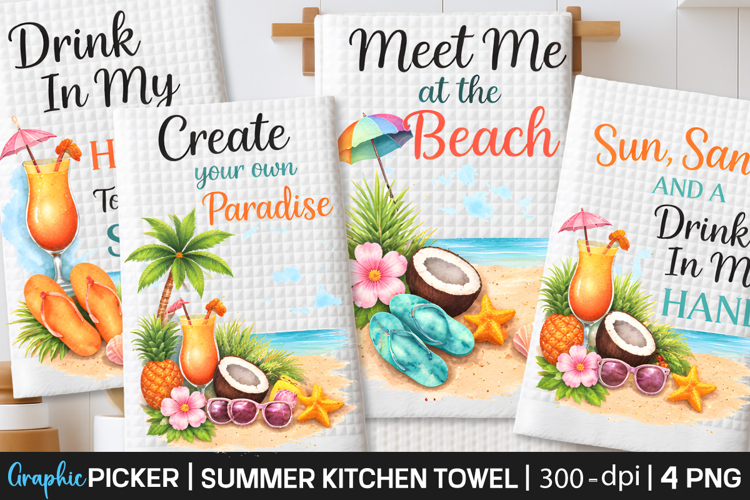 Summer Kitchen Towel Sublimation, Trendy Summer PNG, Summer