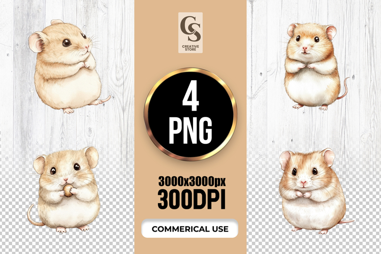 Adorable Hamster Watercolor Clipart PNG
