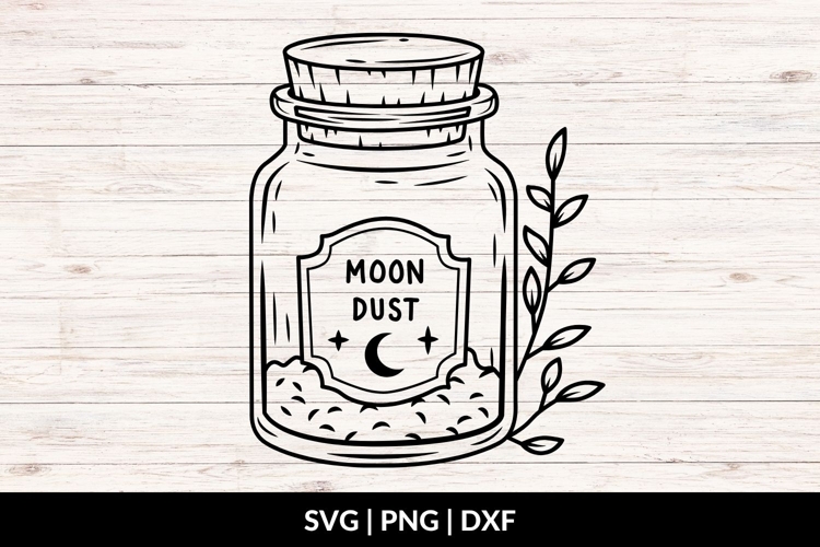 Hand Drawn Moon Dust Jar SVG - Halloween SVG