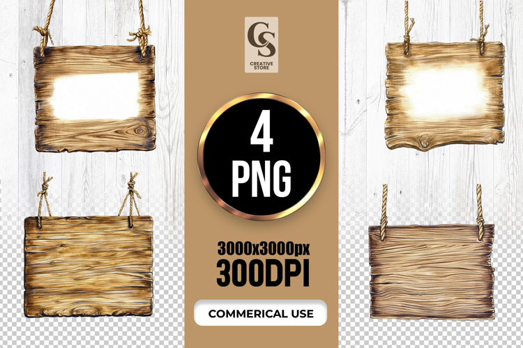 Rustic Wooden Sign Clipart Sublimation PNG