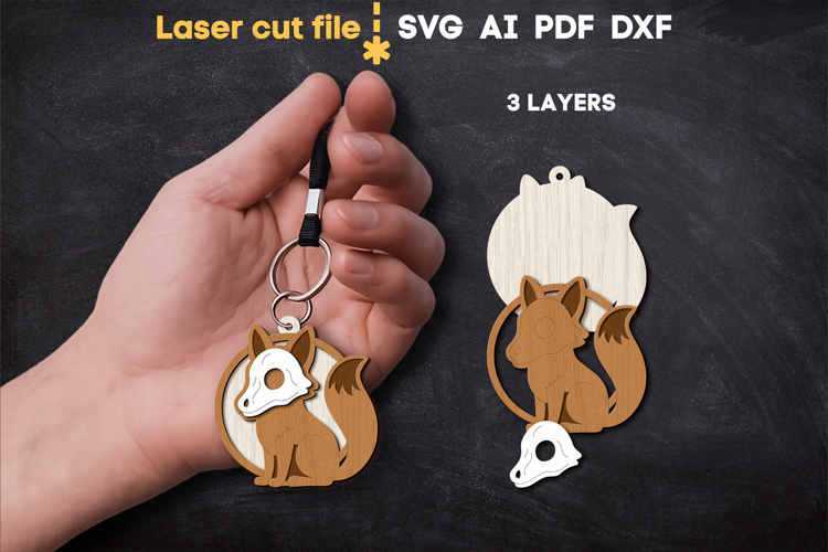 Halloween Fox Keychain SVG laser cut files for Glowforge