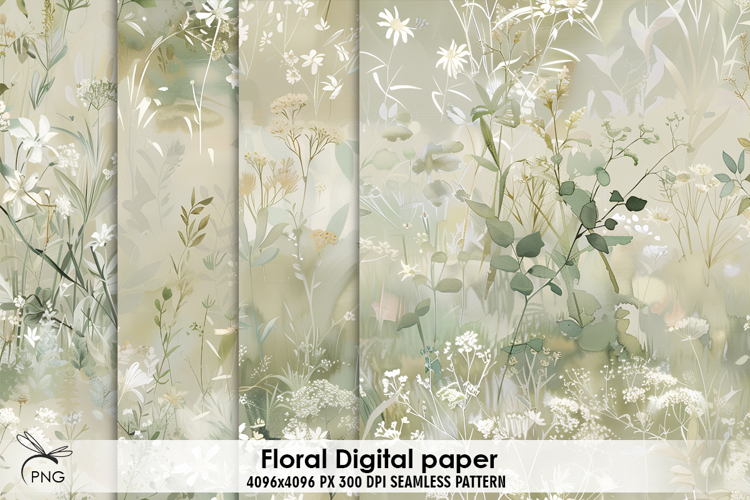 Floral digital paper, background clipart