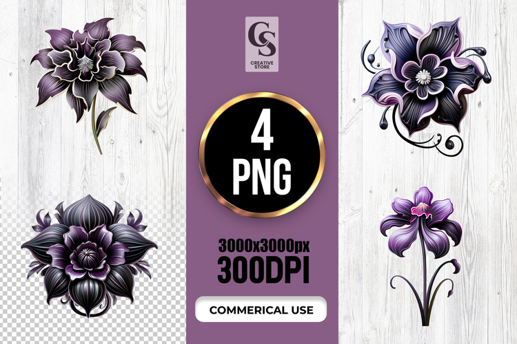 Dark Purple Orchid Flower Clipart Sublimation PNG