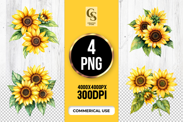 Watercolor Sunflower Clipart Image 9