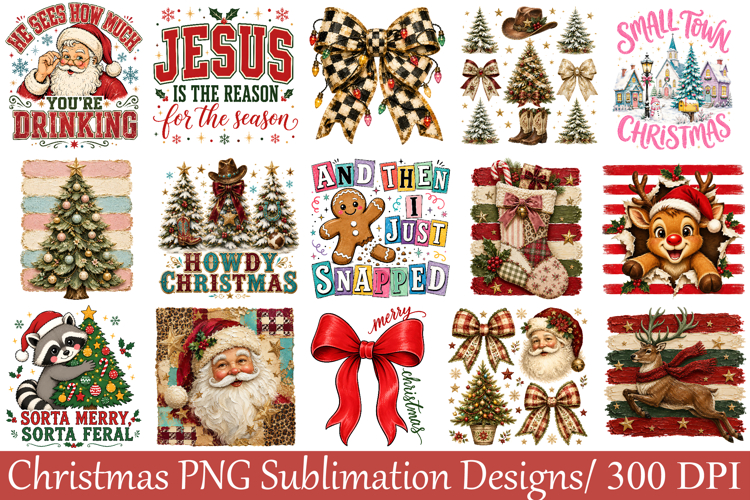 Christmas PNG Sublimation Designs,Vintage Christmas Graphics