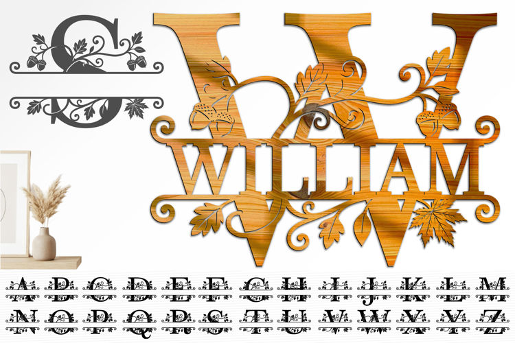 Fall Floral Monogram Letters Family Name Sign SVG Laser Cut