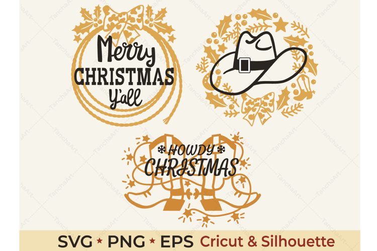 Western Christmas SVG Designs | Merry Christmas Y’all