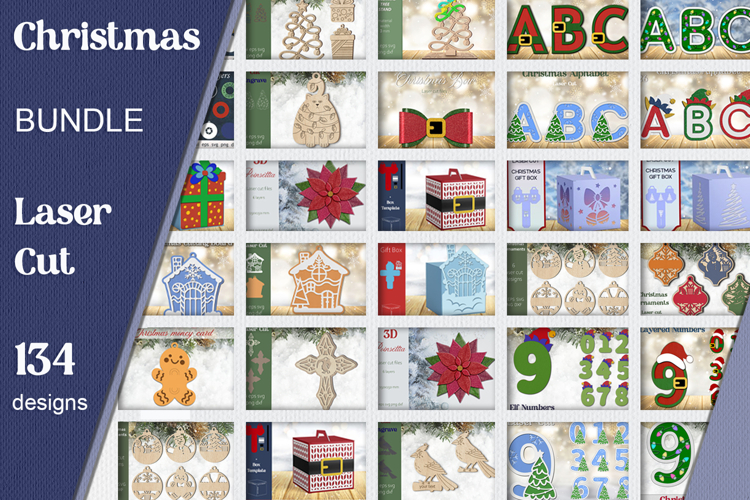 Christmas bundle laser cut, Ornament, Decoration svg layered