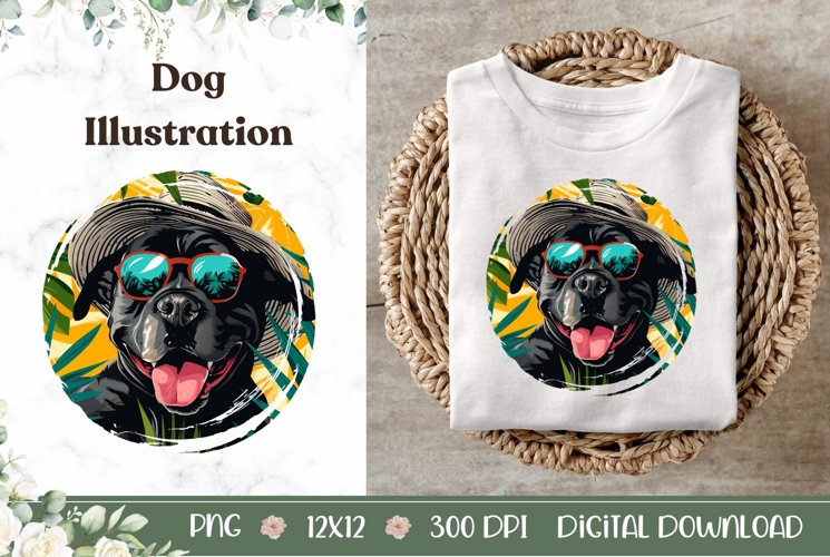 Funny Cane Corso Dog Illustration, Summer Cane Corso Dog PNG