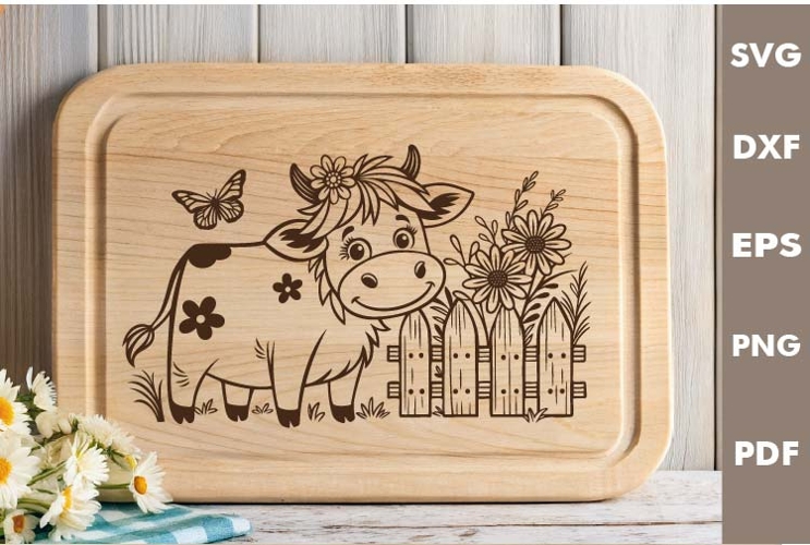 Baby Cow Design, Cutting board SVG, Laser cut SVG