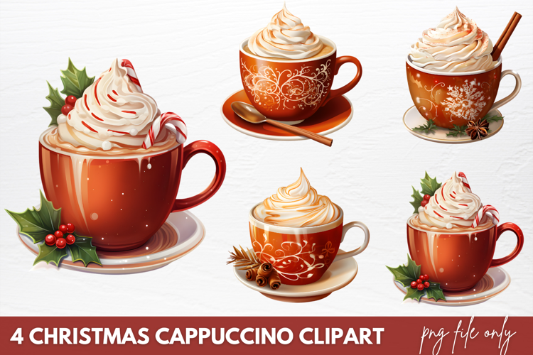Christmas Cappuccino Clipart PNG