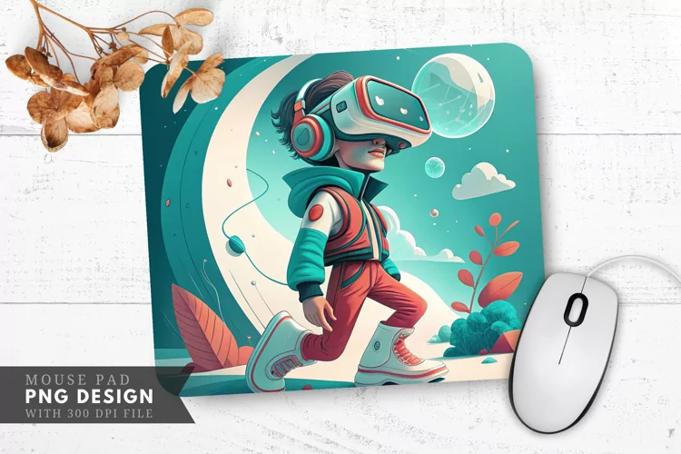 Futuristic VR Fun Mouse Pad PNG Design