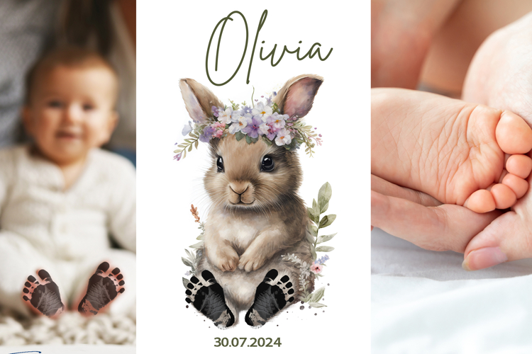 Newborn Nursery Print | PSD JPG Footprint Keepsake Template