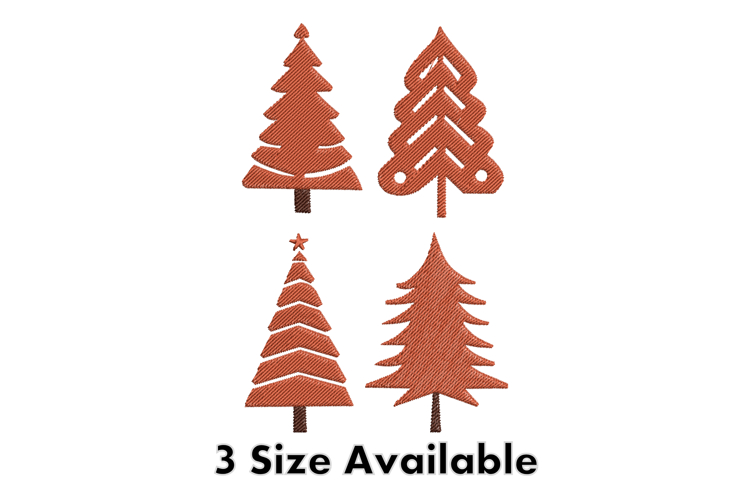 Rustic Christmas Tree Set Embroidery Design