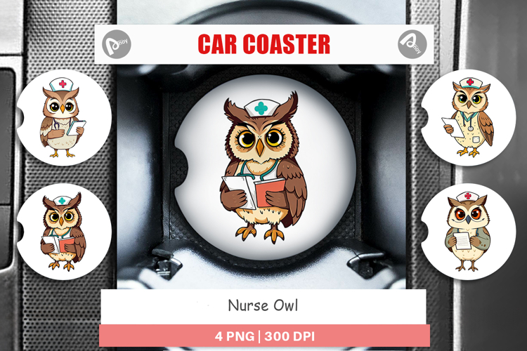 Car Coaster Nurse Owl
