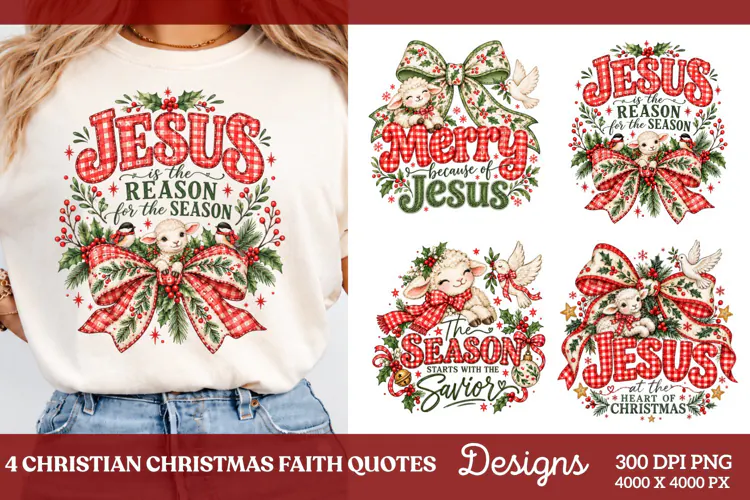 4 Christian Christmas Shirt Designs, 4 Nativity Faith Quote