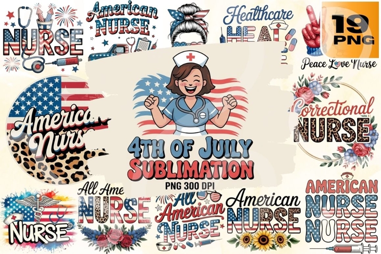 Stars, Stripes & Scrubs Patriotic Nurse PNG Pack