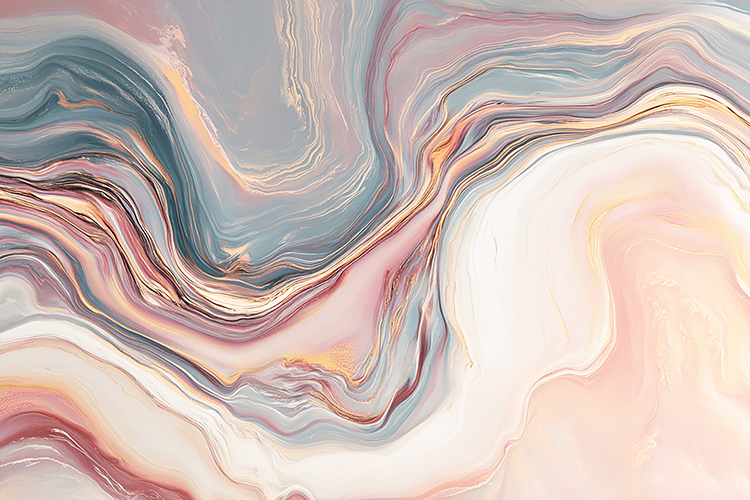 A vibrant abstract painting with swirling colors and smooth