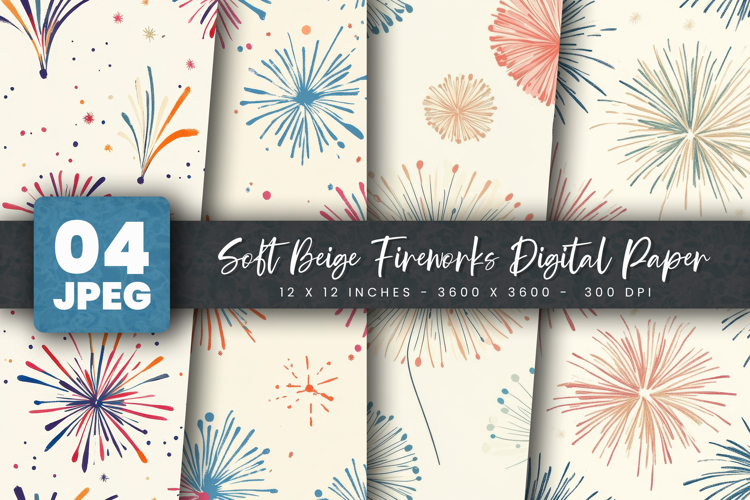 Soft Beige Fireworks Digital Paper