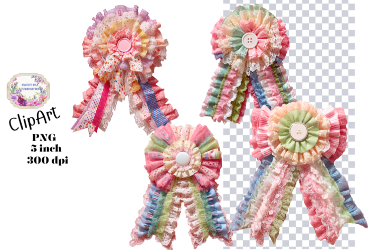 Bows, Ribbon, Lace , Clipart, Ephemera, PNG, Junk Journal