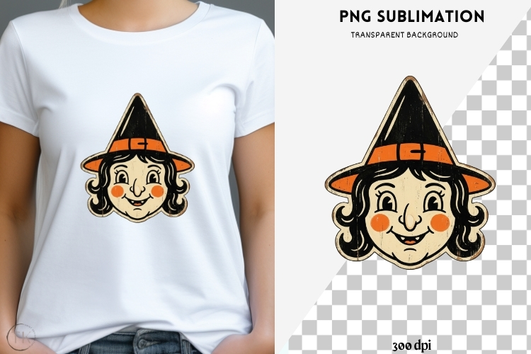 Vintage folk-art halloween png design for T-shirts