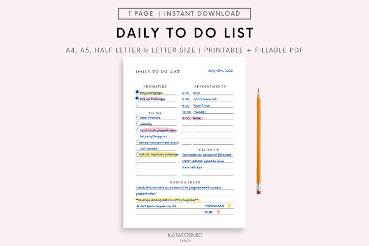 Daily Checklist Tracker, Daily Planner, Daily Tasklist